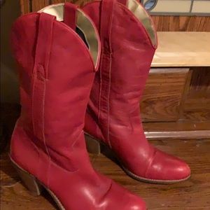 Jessica Simpson red cowboy boots